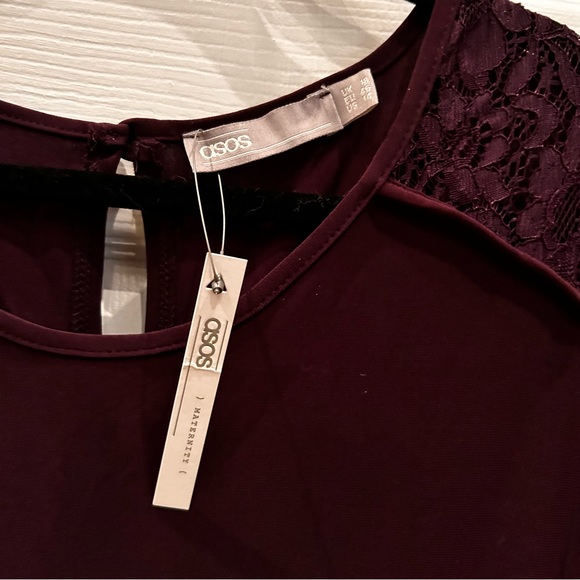 Women's ASOS Maternity Pleat and Lace Mini Dress Size 14 NWT - Picture 11 of 11